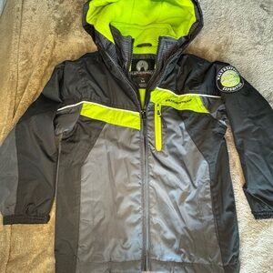 Weatherproof Kids Puffer- Black and Neon Green